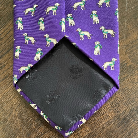 Brooks Brothers Labrador Retriever with Scarf Tie Purple Off White - Picture 4 of 5